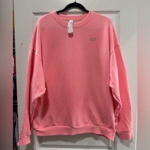 ALO Yoga Women's Neon Bubblegum Crew Neck Sweater—Sz Large